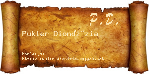 Pukler Dionízia névjegykártya